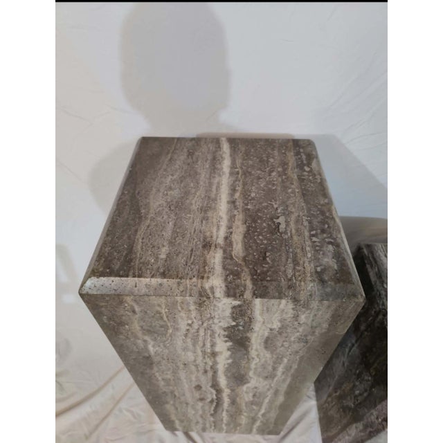 Stunning Pair of Travertine Pedestals For Sale - Image 4 of 9