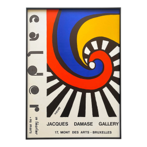 Alexander Calder Vintage 1970 Mid Century Modern " Spirale " Fine Art Lithograph Print Framed Jacques Damase Gallery Exhibition Poster