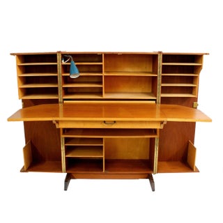 Danish Modern Teak Fold-Out Desk Cabinet For Sale