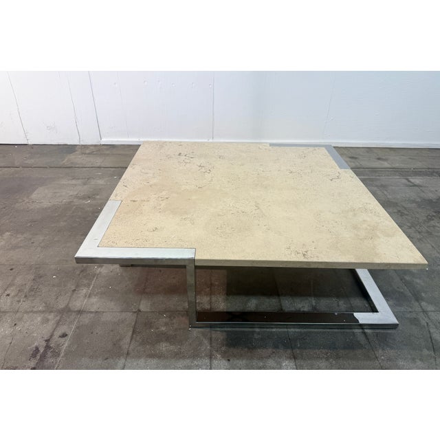 Italian Romeo Rega for Adriana Asti Marble and Chrome Coffee Table, 1970s For Sale - Image 3 of 7