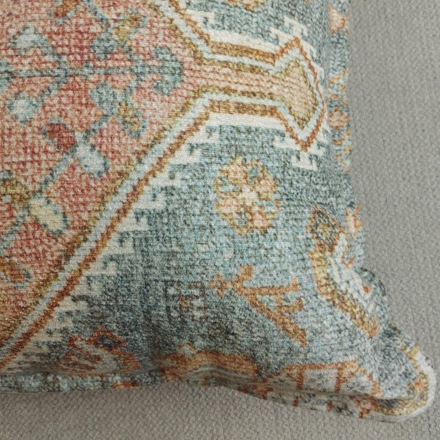 Turquoise/Burnt Orange Decor Pillow with Poly Insert Included Hidden Zipper Closure Pillow Cover & Insert Removable Cover...
