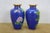 Early 20th Century Early 20th Century Pair of Chinese Cloisonne Cobalt Blue Floral Peonies Butterfly Vases Urns 7" For Sale - Image 5 of 13