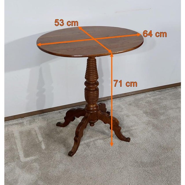 Small Oak and Walnut Pedestal Side Table For Sale - Image 11 of 14