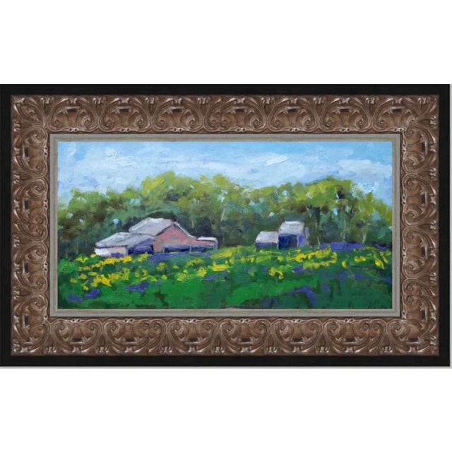 Wood Sunflower Farm, Woodland California Oil Painting For Sale - Image 7 of 7