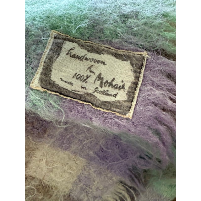 1980s Vintage Plaid Mohair Blanket-Made in Scotland For Sale - Image 5 of 7