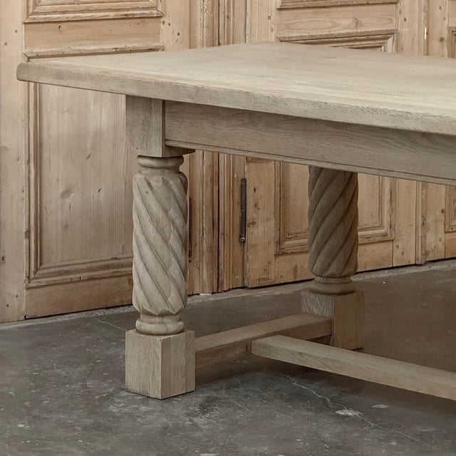 Rustic Mid-Century Trestle Table Crafted of Solid Oak For Sale - Image 9 of 17