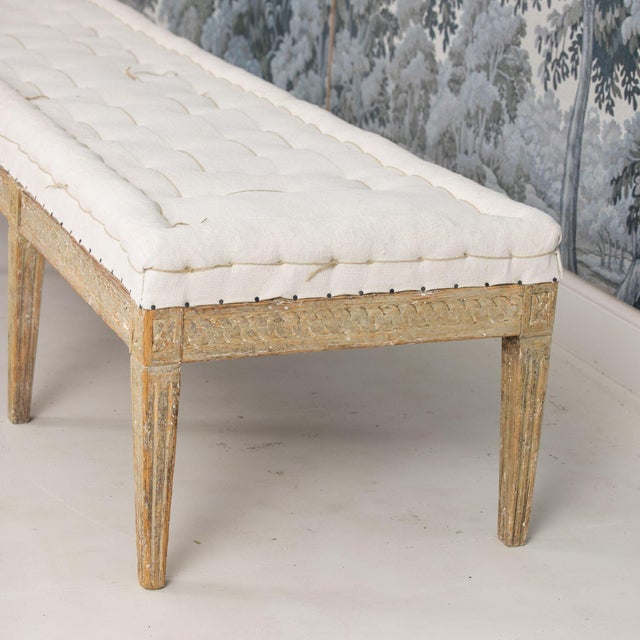 19th C. Swedish Gustavian Period Footstool or Bench in Original Paint For Sale - Image 13 of 18
