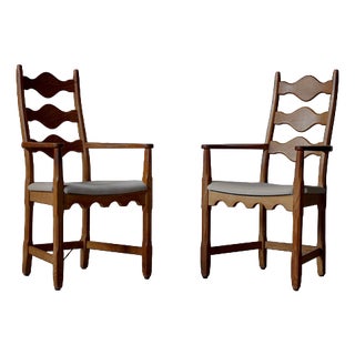 Highback Dining Chairs by Henning Kjaernulf, Denmark, 1960s, Set of 2 For Sale