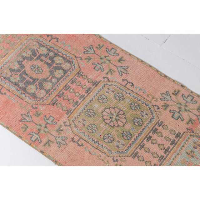 1950s Muted Pale Pink Turkish Runner For Sale - Image 10 of 10