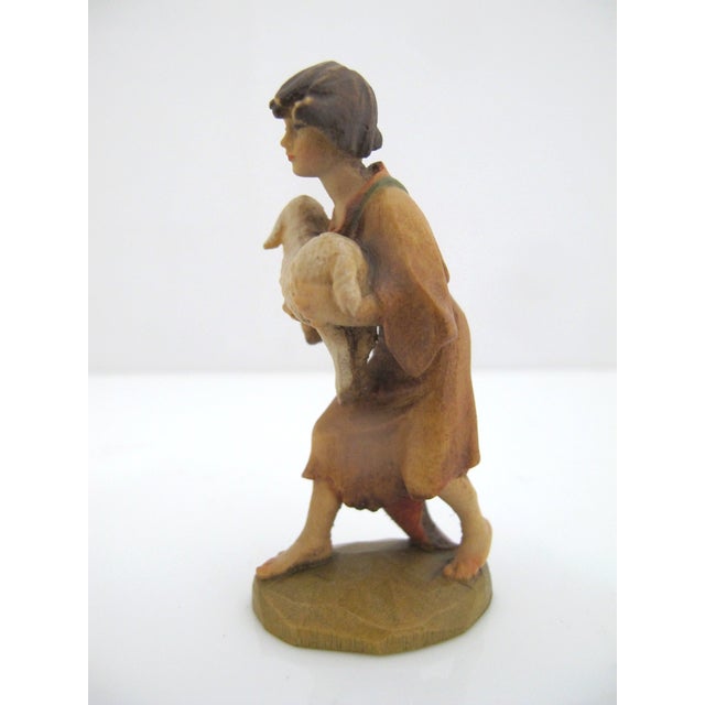Mid 20th Century Anri Italy Ulrich Bernardi Shepherd Boy With Lamb Christmas Nativity Figurine For Sale - Image 5 of 7