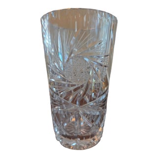 Vintage Hand Cut Crystal Vase - American Brilliant Cut For Sale