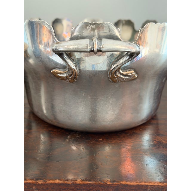 Silver Vintage French 'Rafraichissoir' Glass Cooler, Monteith Style Centerpiece Bowl Cachepot For Sale - Image 8 of 9