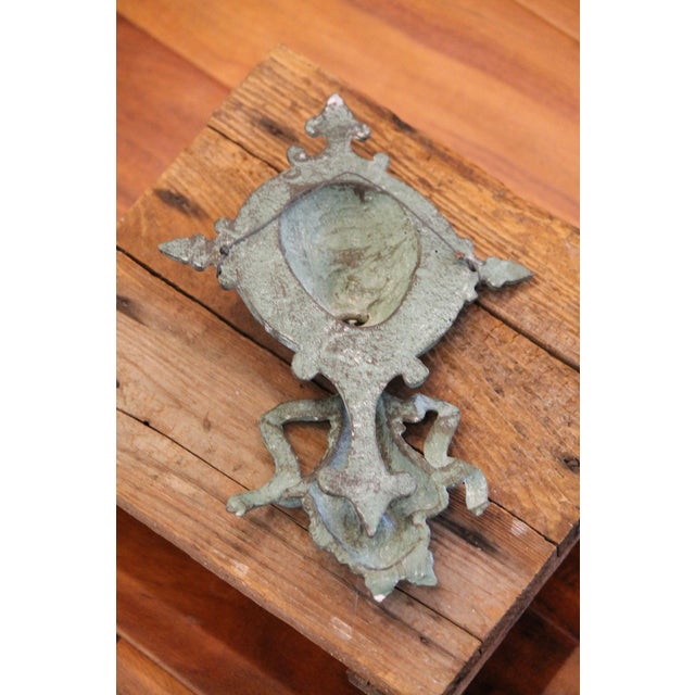 Metal Lovely Antique Patinated Cast Iron Lion Door Knocker For Sale - Image 7 of 8