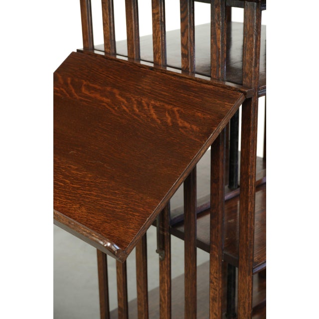 Large Antique 19th Century English Oak Book Carousel with Reading Shelf and Details For Sale - Image 9 of 14