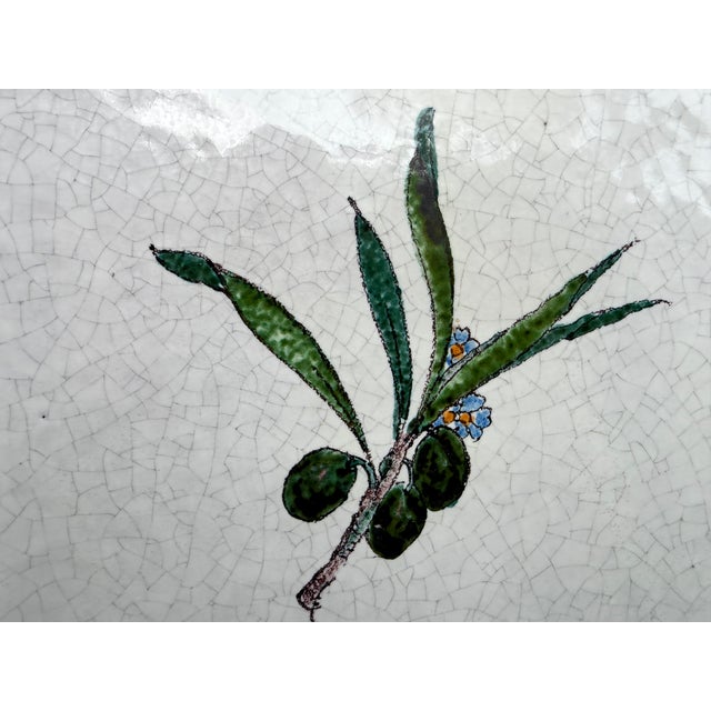 Antique Hand-Painted Olive Motif Crackle Glazed Pottery Vessels, Pair For Sale In Naples, FL - Image 6 of 14