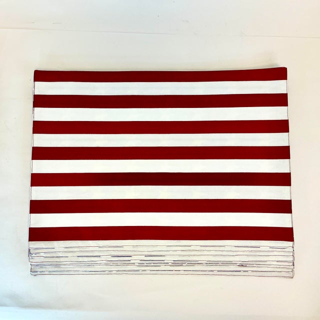 1980s Vintage Americana Arts & Crafts Flag Motif Placemats and Napkins, 8 Place Setttings - Set of 16 - 4th of July For Sale - Image 4 of 7