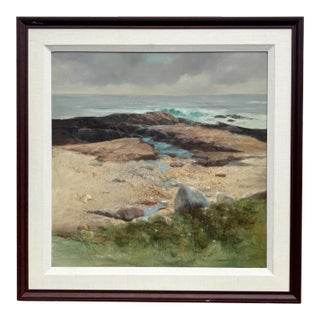 Original Fred MacNeill Cape Ann Coastal Tide Pools Waves Landscape Painting For Sale