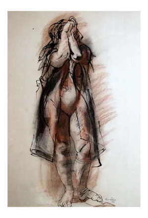 Rico Lebrun - Female Figure - Ink and Crayon - 1941