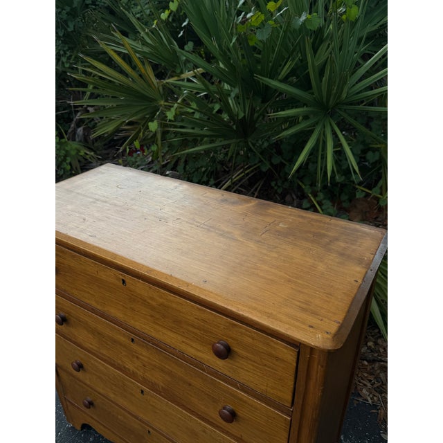 Antique Pine Four-Drawer Chest With Scalloped Base For Sale - Image 4 of 5