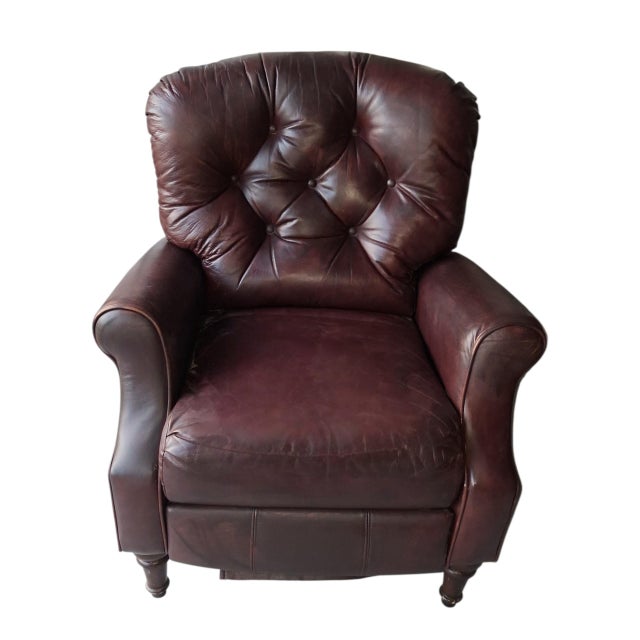 Animal Skin Step Into Ultimate Comfort With This Vintage Lane Chesterfield Leather Recliner For Sale - Image 7 of 12