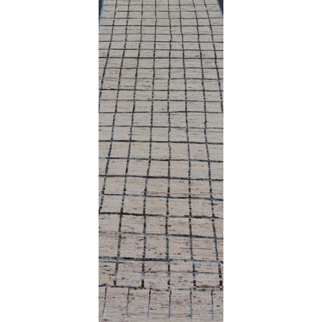 Hand-Knotted Runner in Wool With All-Over Sub-Geometric Design by Keivan Woven Arts For Sale - Image 4 of 11