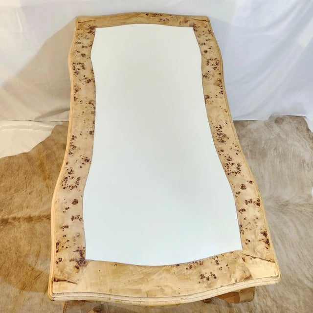 Final Clearance Thru 2025 Burlwood Luxury Italian Writing Desk of Late 20th Century With Scalamandre Leaping Leopard Liner For Sale - Image 16 of 18