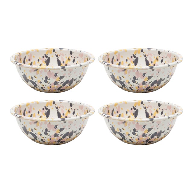 Crow Canyon Home Enamelware, Catalina 20 oz. Cereal Bowls in Pink Sunset - Set of 4 For Sale