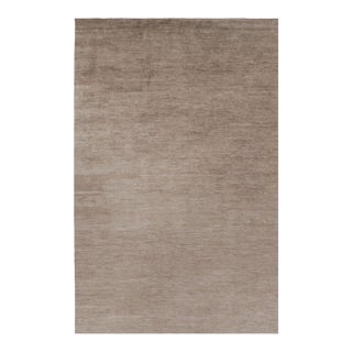 Rug & Kilim’s Oversized Modern Textural Rug in Brown, White and Beige Striae - 11x17 For Sale