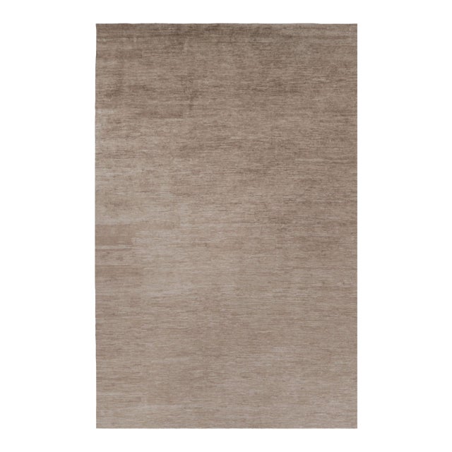 Rug & Kilim’s Oversized Modern Textural Rug in Brown, White and Beige Striae - 11x17 For Sale