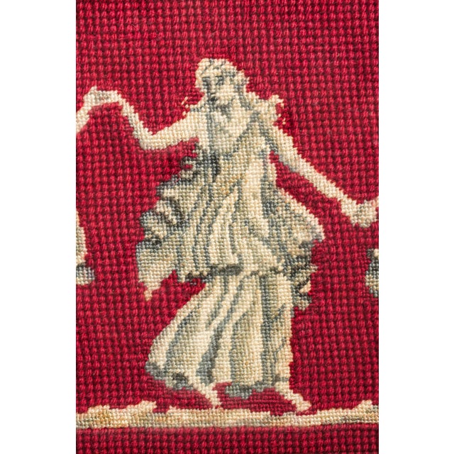 Textile Unusual Antique Framed Needlepoint Neoclassical Dancers Grand Tour Style Wall Art Home Decor For Sale - Image 7 of 11