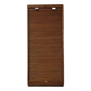 Large Oak Roll-Top Filing Cabinet by Lacour, 1950s For Sale