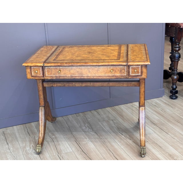 Mid-20th Century Tooled Leather-Clad Games Table For Sale - Image 10 of 18