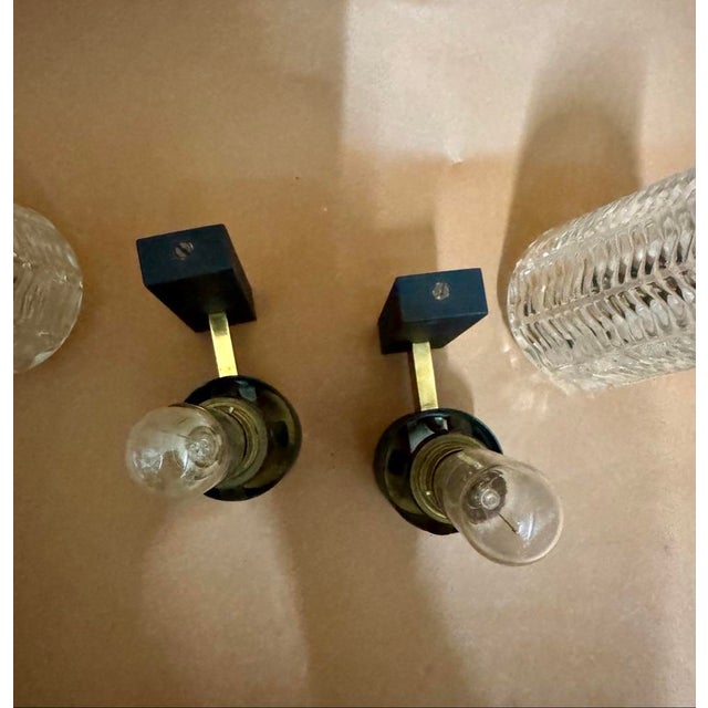 Black Brass Wall Lights from Arlus House, France, 1960, Set of 2 For Sale - Image 8 of 10