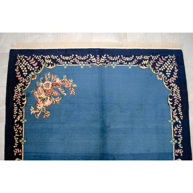 1980s Handmade Rug Blue Turkish Rug - 6'6" X 9'1" For Sale - Image 18 of 18