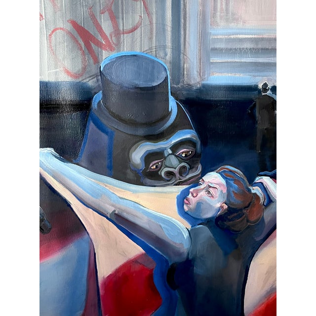 Circus Gorilla Loading the Train... Oil on unstretched heavy canvas. Good studio condition; raw edges as shown. See photos...