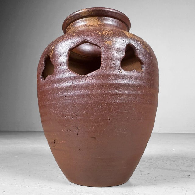 Japanese Bizen-Yaki Ikebana Vase in Traditional Stoneware, 1960s For Sale - Image 4 of 12