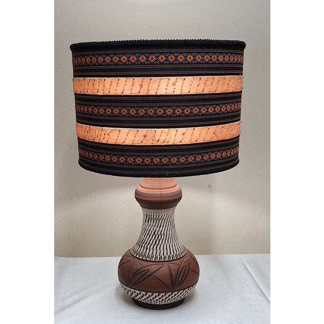 Beige Vintage Table Lamp with Beige-Brown Ceramic Base and Fabric Shade from Lamplove, 1970s For Sale - Image 8 of 8