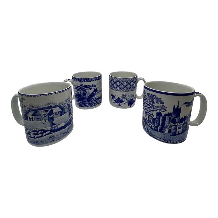 Late 20th Century Spode Blue Room Collection Mugs- Set of 4 | Chairish