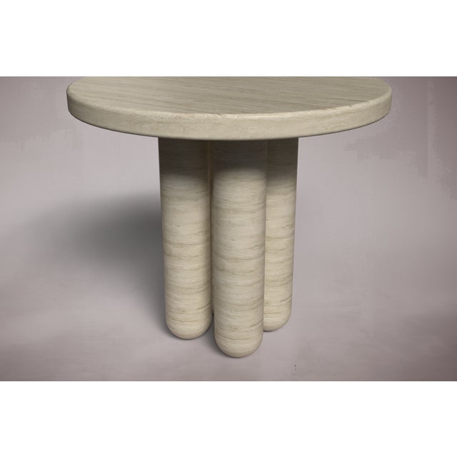 Not Yet Made - Made To Order Flow Travertine Round Entry Table For Sale - Image 5 of 5