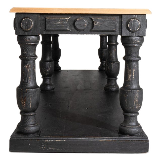 Mid 20th Century France Black Wood Console Table For Sale