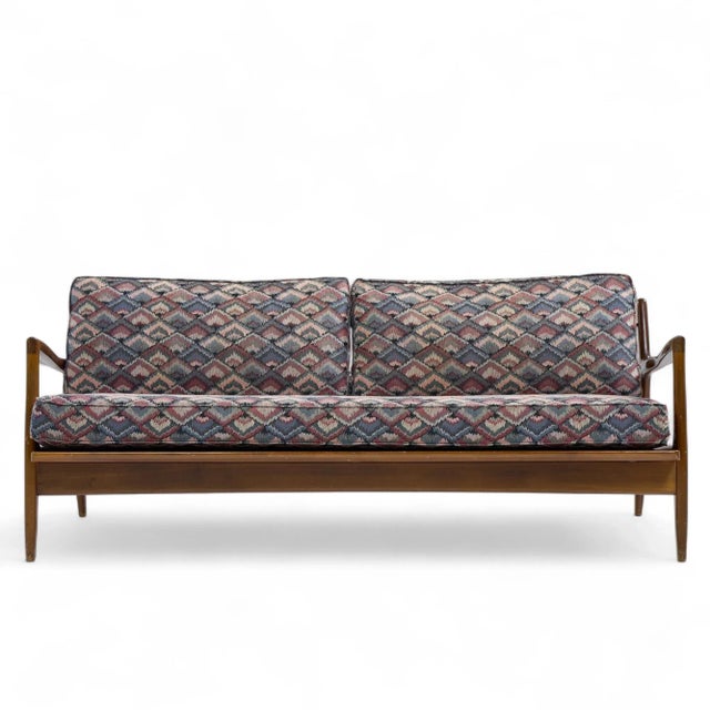 Kofod Larsen for Selig Mid Century Walnut Sofa This sofa measures: 75 wide x 30 deep x 30 inches high, with a seat height...