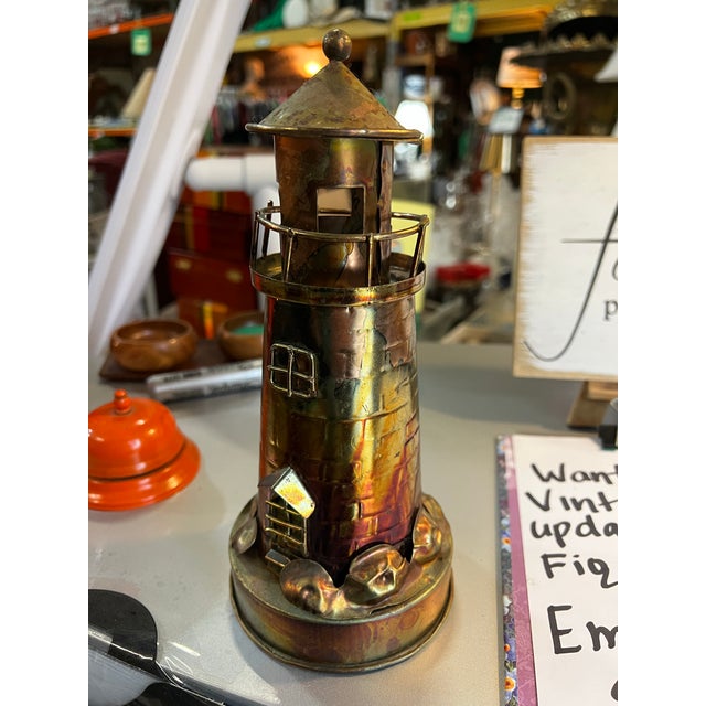 Vintage Metal Lighthouse Sculpture For Sale - Image 4 of 7