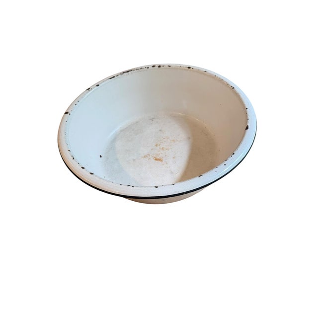 Late 19th Century 19th-Century Large Scale 17” White Enamelware Basin Bowl For Sale - Image 5 of 8