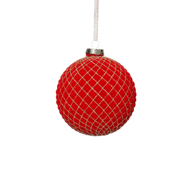 Elevate your seasonal decorating with these flocked glass ornaments, finished with striking gold accents for a festive yet...