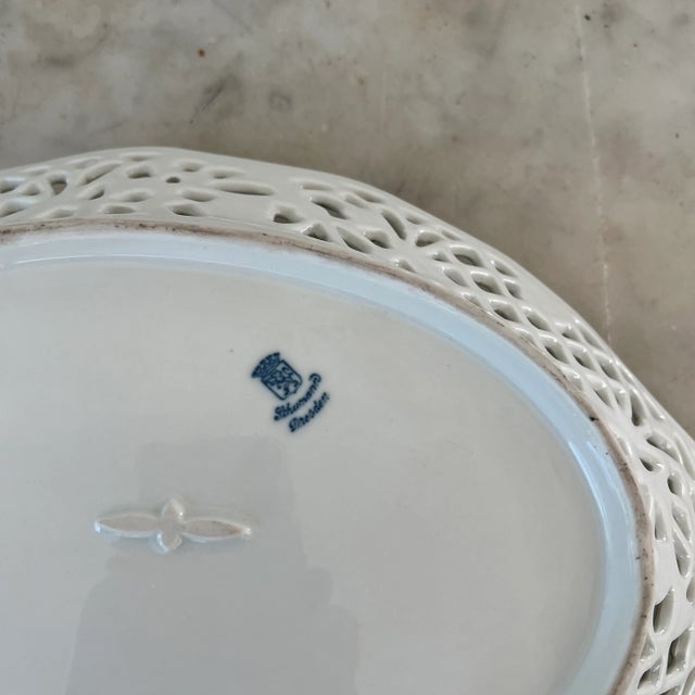 White Schumann Dresden Oval Serving Dish - Floral Lattice Design For Sale - Image 8 of 13