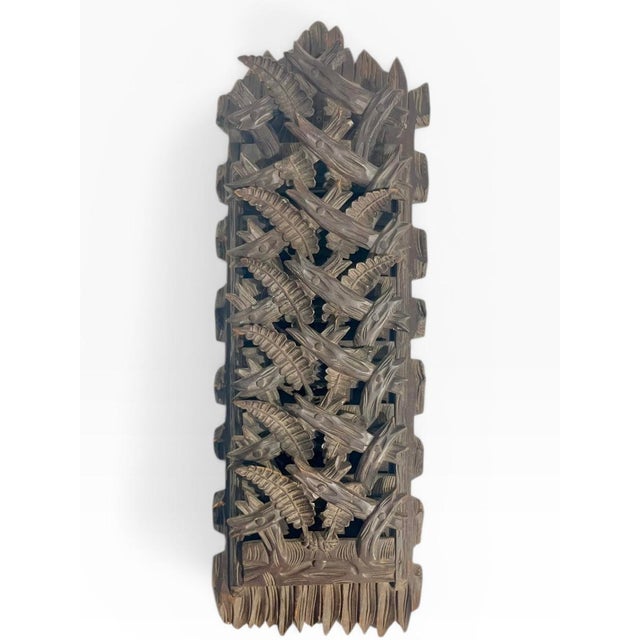 Late 19th Century Antique Black Forest Folk Art Carved Hanging Wall Pocket Mail Sorter For Sale - Image 5 of 12