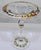 This antique Bohemian hand-painted glass compote tazza showcases classic Czech artistry, with a delicately flared bowl,...