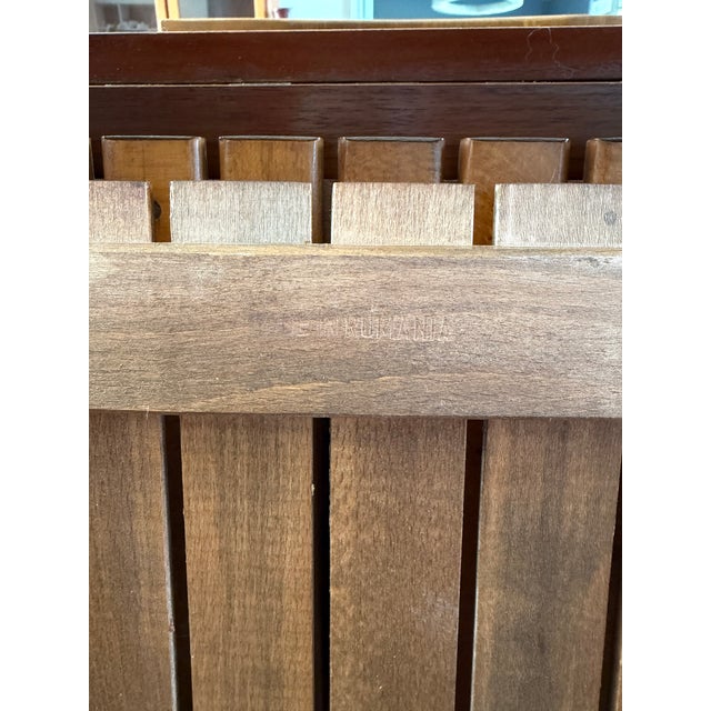 1960s Romanian Mid-Century Modern Teak Space Saver Dining Table With Four Hidden Nesting Chairs For Sale - Image 11 of 17
