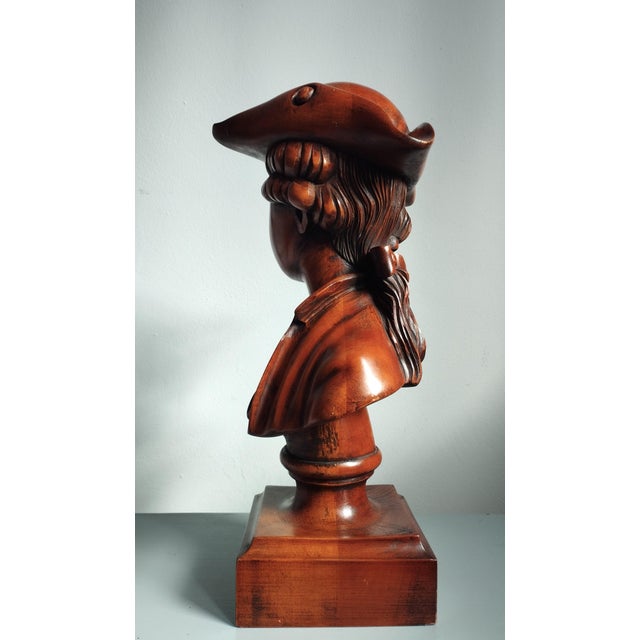 Carved Wood Bust of a Sailor, 1950s For Sale - Image 3 of 12