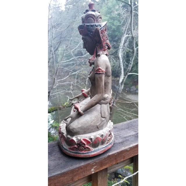 Mid 20th Century Carved Wood Hindu or Tibetan Crowned Goddess For Sale - Image 5 of 13